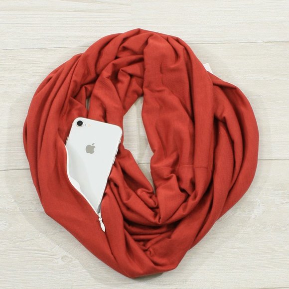 🥰WB Knit Jersey Scarf with Hidden Zipper Pocket - Picture 1 of 2